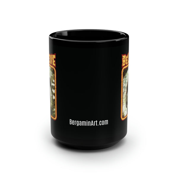 Bigfoot Retro Black Mug, 15oz