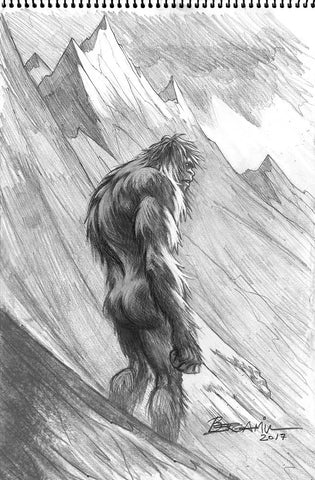 The Yeti.  Original Pencil Drawing